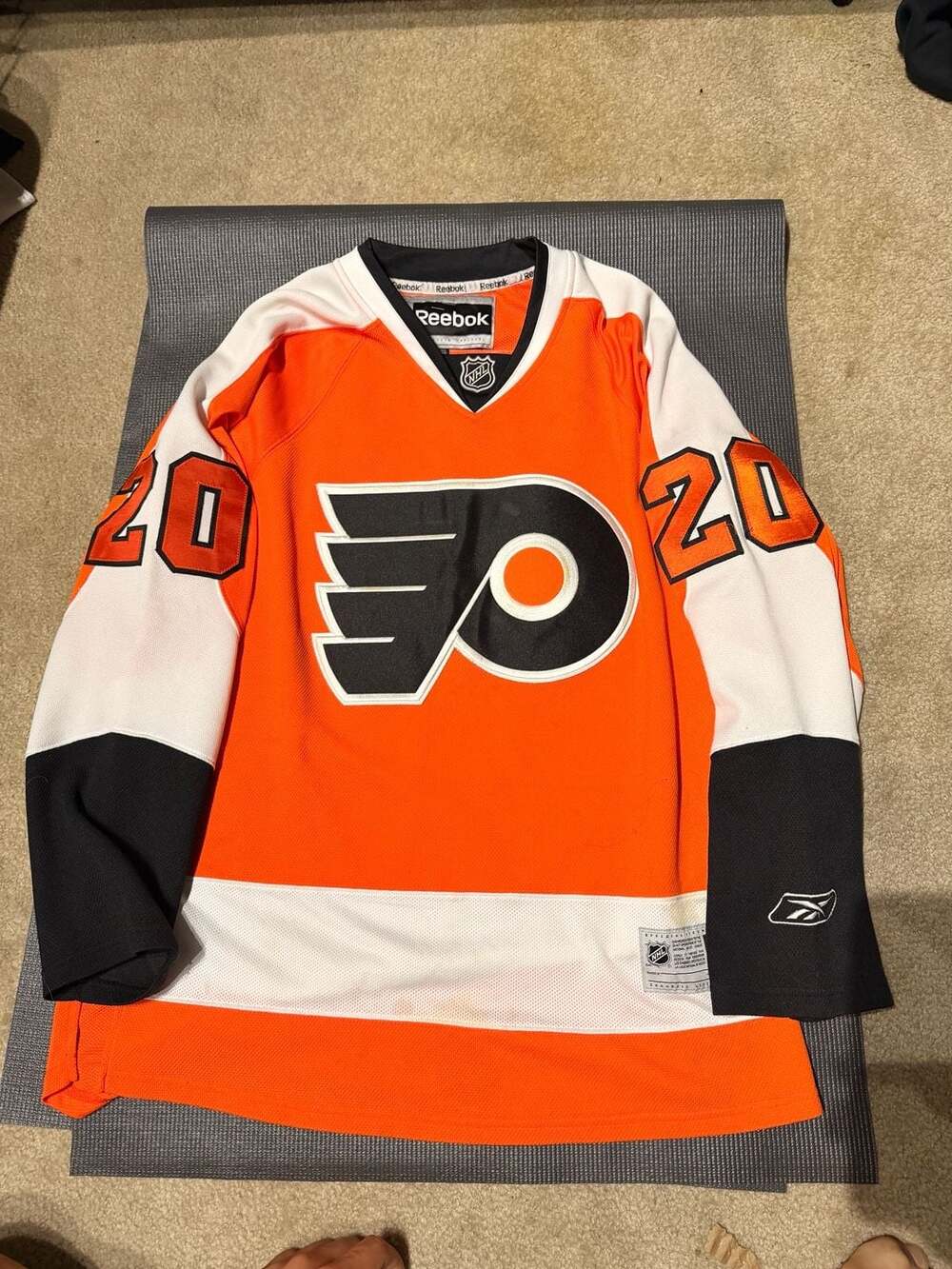 Reebok NHL Philadelphia Flyers Chris Pronger #20 Orange Premier Jersey Medium